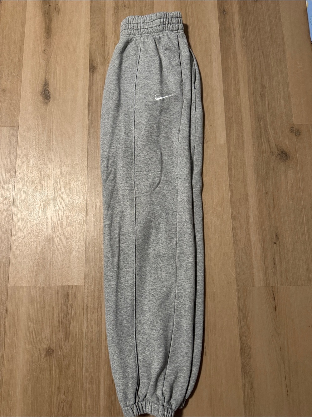 Nike Light Gray Fleece Sweatpants with White Swoosh